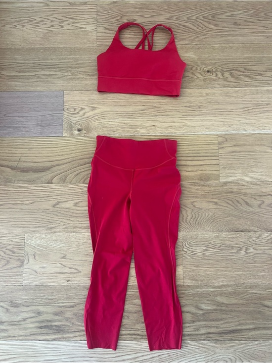 lululemon athletica Other - Lululemon Red Athletic Legging (Size 8) and Strappy Sports Bra (Size 6) Set